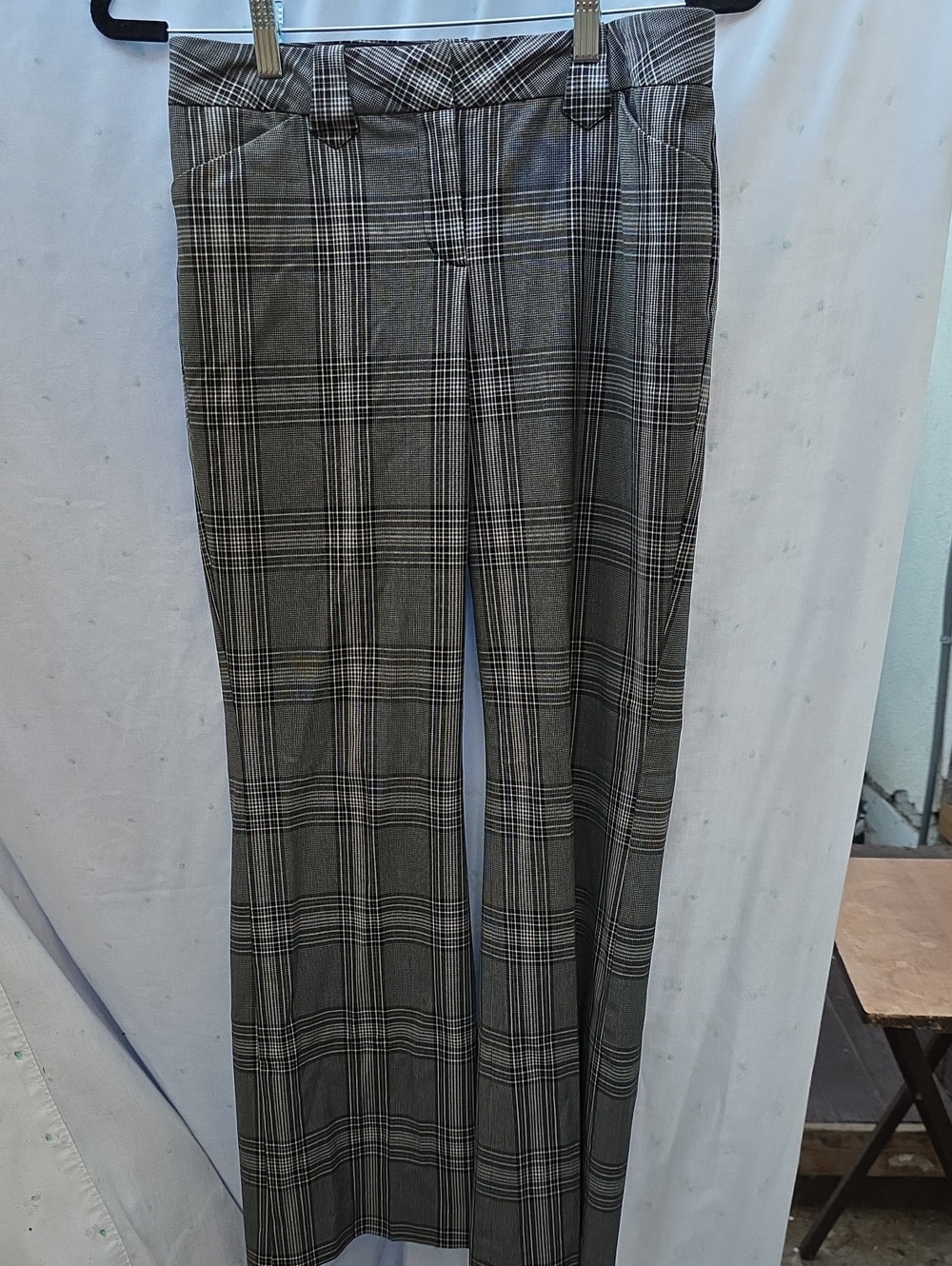 Express Grey Plaid Editor Mid Rise Bootcut Dress Pants Size 6